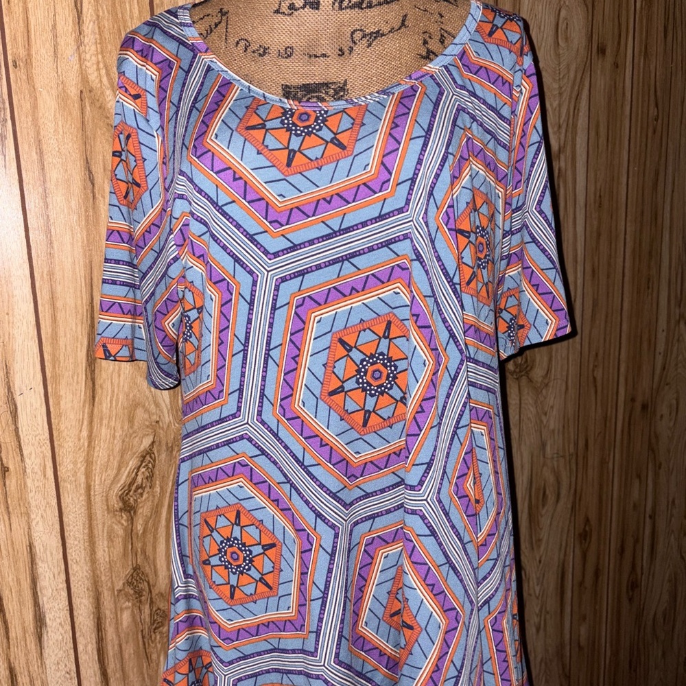 Lularoe Hexagonal Pattern Perfect Tee - Purple, O… - image 2